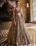 Metallic Gold 3D Lehenga Set By KYNAH, Luxury Indian Fashion & Bridal Wear