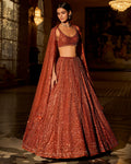 Copper Crystal Lehenga Set By KYNAH, Luxury Indian Fashion & Bridal Wear