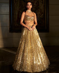 Gold Crystal Lehenga Set By KYNAH, Luxury Indian Fashion & Bridal Wear