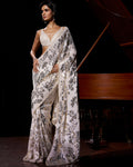 Gold Silver Sequin Georgette Sari By KYNAH, Luxury Indian Fashion & Bridal Wear