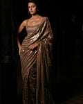 Antique Gold Sequin Georgette Sari By KYNAH, Luxury Indian Fashion & Bridal Wear