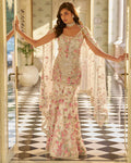 Fiori Ivory Multi-Coloured Three-Dimensional Sharara Set By KYNAH, Luxury Indian Fashion & Bridal Wear