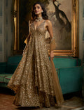 Fiori Antique Gold High-Low Sharara Set By KYNAH, Luxury Indian Fashion & Bridal Wear