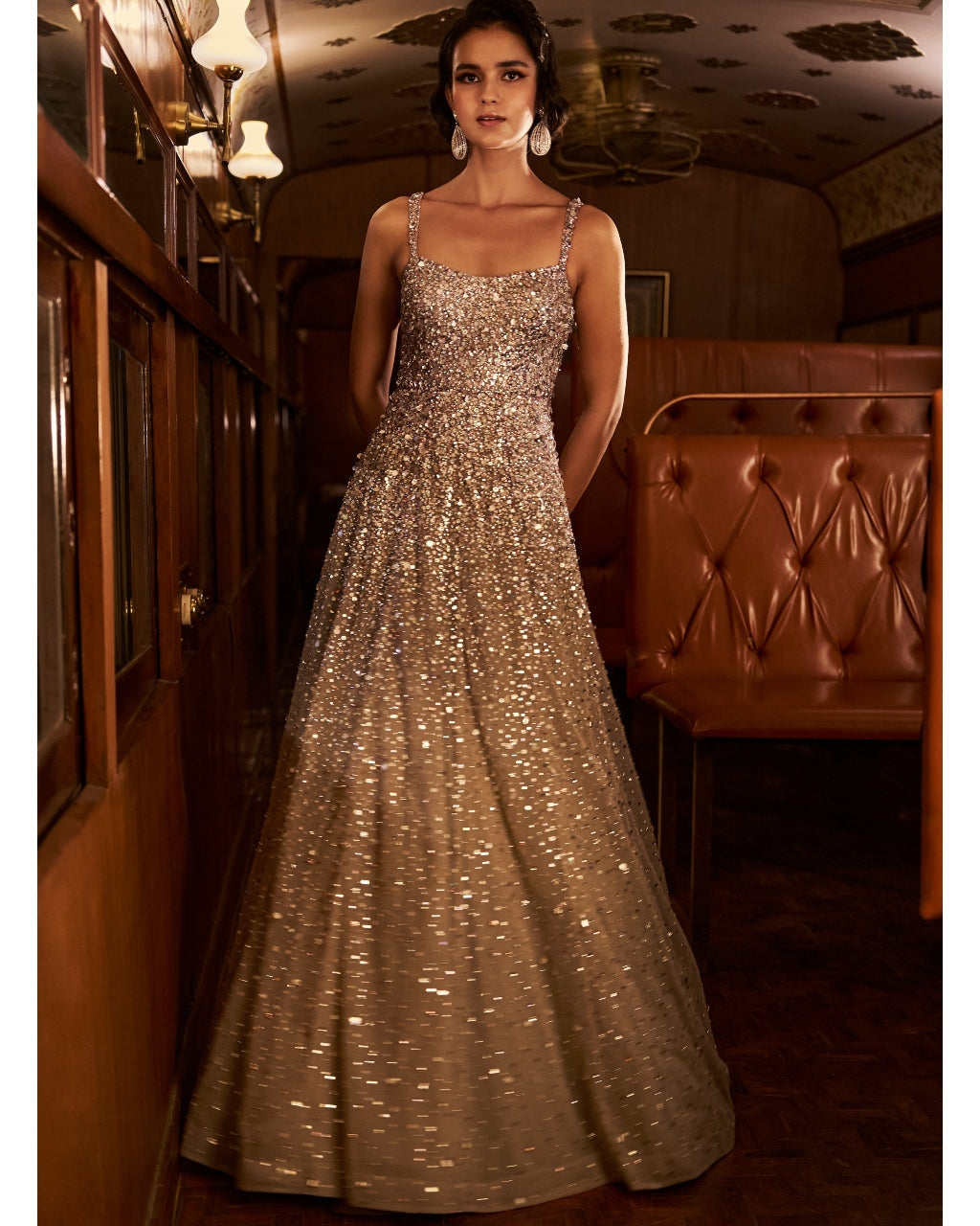 Nude Crystal Gown By KYNAH, Luxury Indian Fashion & Bridal Wear