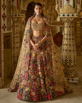 Multi-Coloured Three-Dimensional Floral Lehenga Set By KYNAH, Luxury Indian Fashion & Bridal Wear