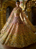 Ombre Multi-Coloured Three-Dimensional Floral Lehenga Set By KYNAH, Luxury Indian Fashion & Bridal Wear