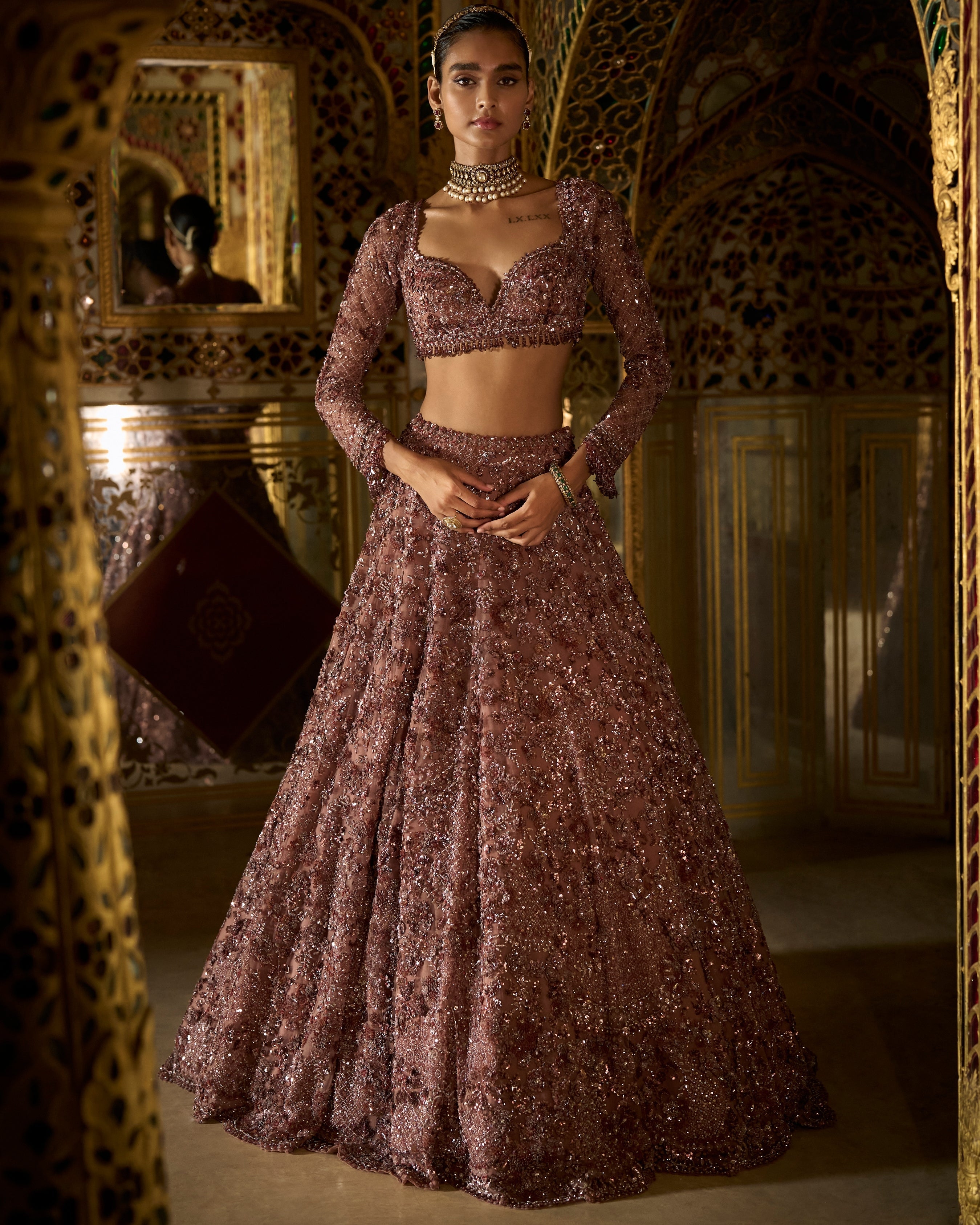 Plum Crystal Lehenga Set By KYNAH, Luxury Indian Fashion & Bridal Wear