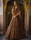 Bronze Vows Tissue Lehenga Set By KYNAH, Luxury Indian Fashion & Bridal Wear