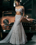 Ivory Embroidered Mermaid Skirt Set By KYNAH, Luxury Indian Fashion & Bridal Wear