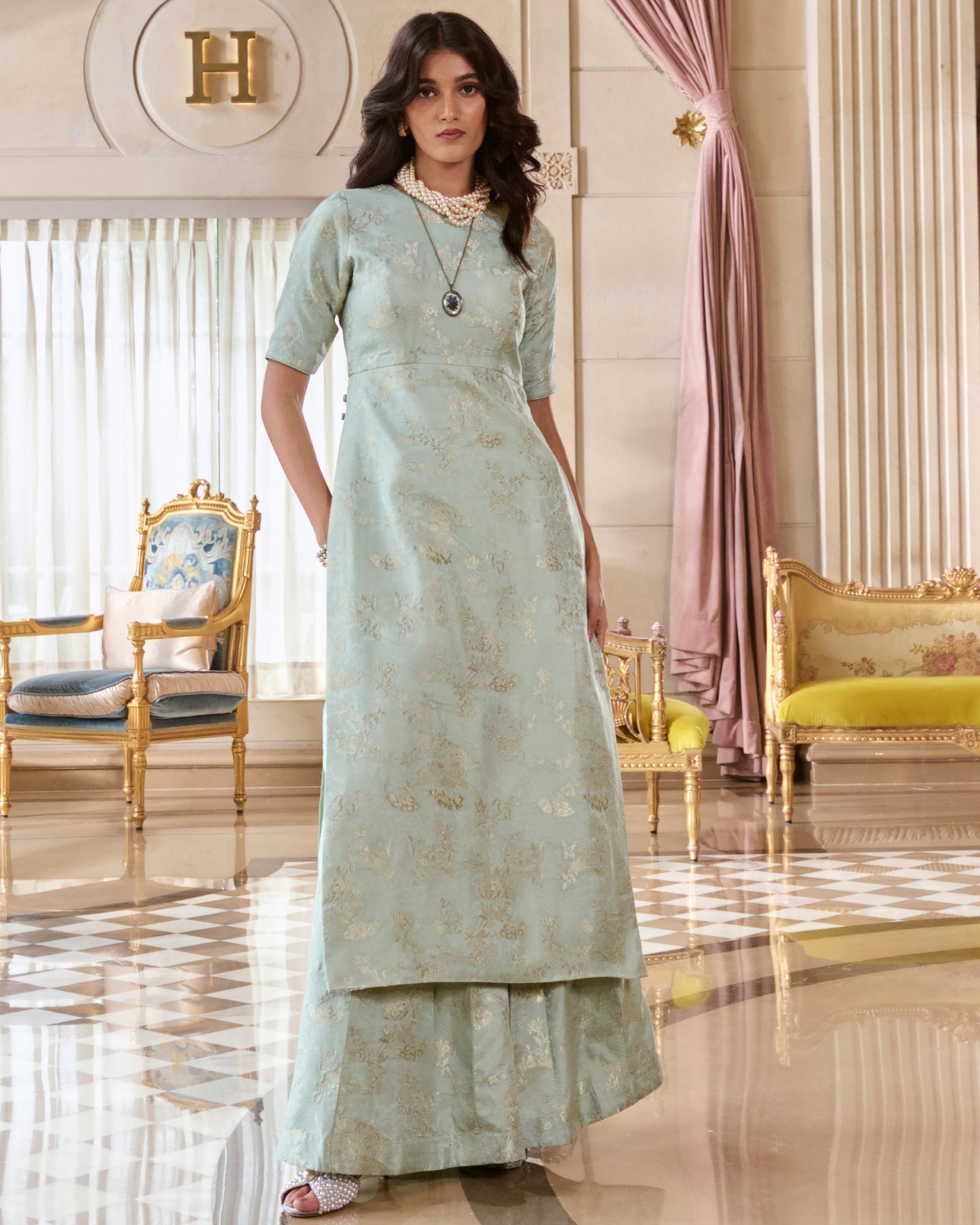 Chiara Kurta Set- Blue By KYNAH, Luxury Indian Fashion & Bridal Wear