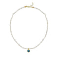 Cosmic Pearl Zodiac Necklace Blue Birthstone