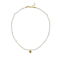 Cosmic Pearl Zodiac Necklace Light Green Birthstone