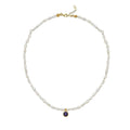 Cosmic Pearl Zodiac Necklace Navy Blue Birthstone