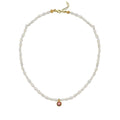 Cosmic Pearl Zodiac Necklace Orange Birthstone