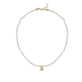 Cosmic Pearl Zodiac Necklace Pink Birthstone
