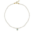 Cosmic Pearl Zodiac Necklace Sky Blue Birthstone
