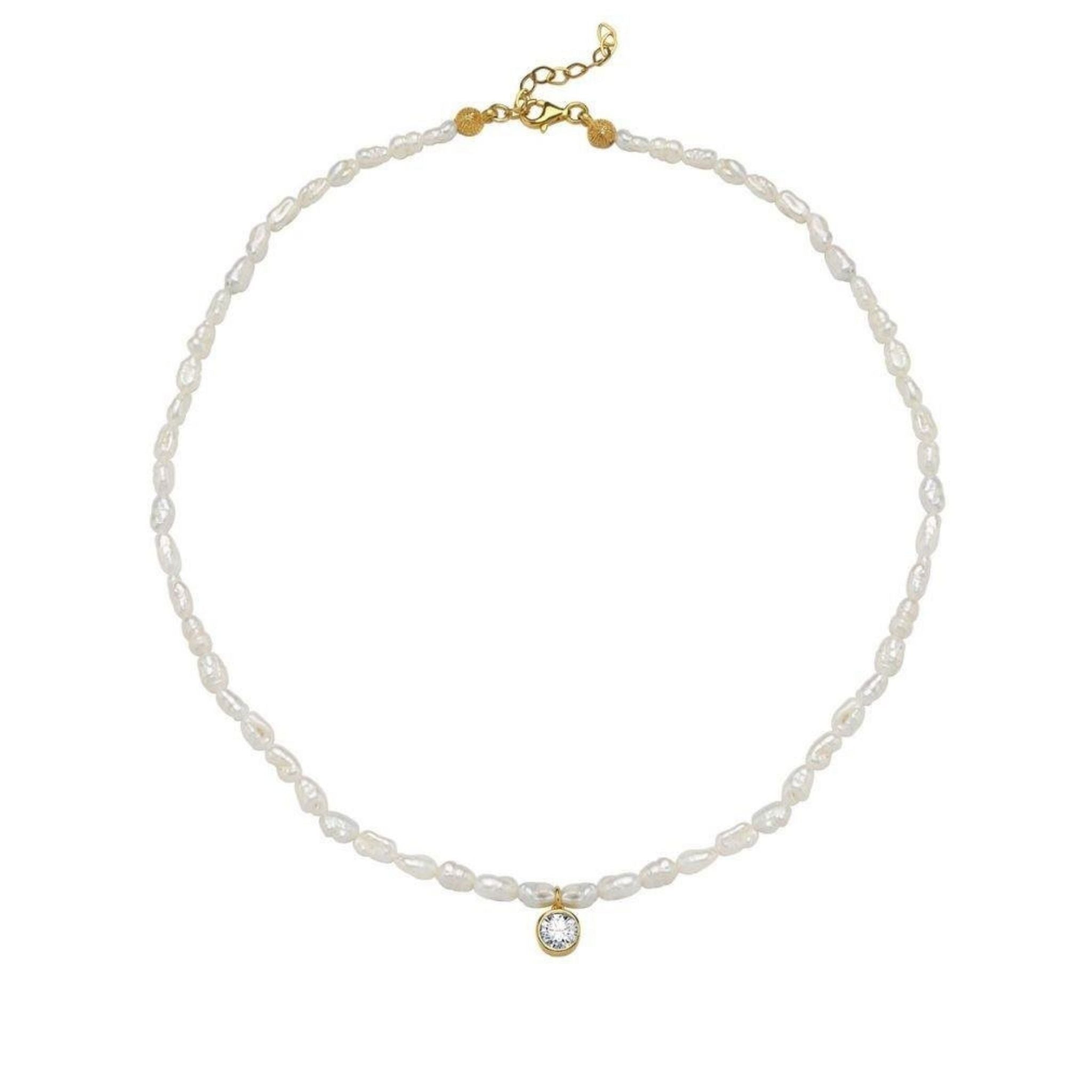 Cosmic Pearl Zodiac Necklace White Birthstone