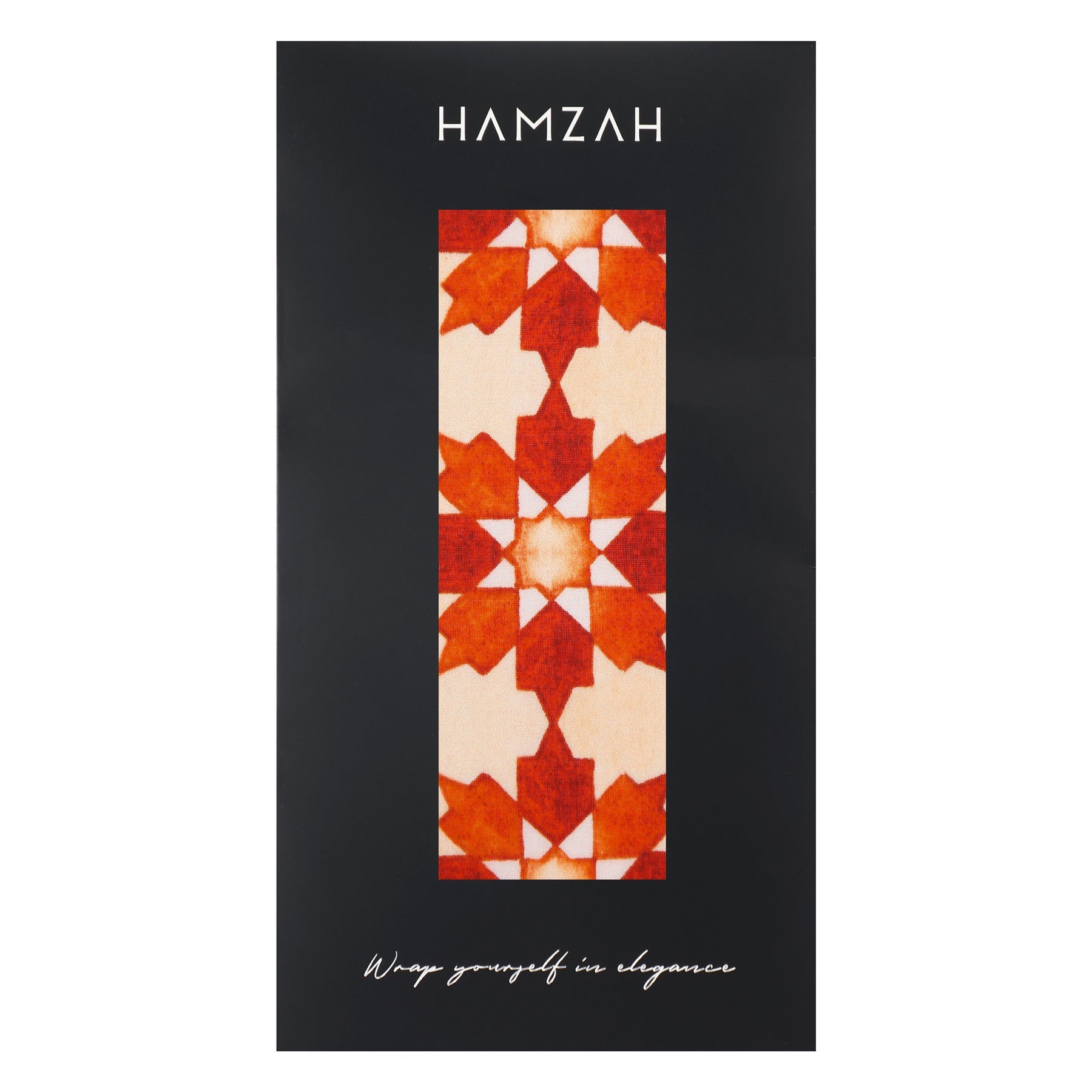 Orange Silk Scarf with Islamic Print Cosmo