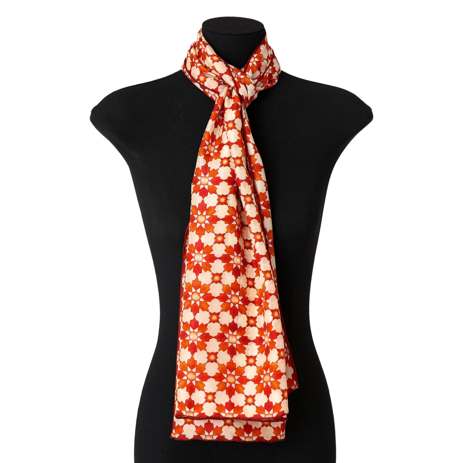 Orange Silk Scarf with Islamic Print Cosmo