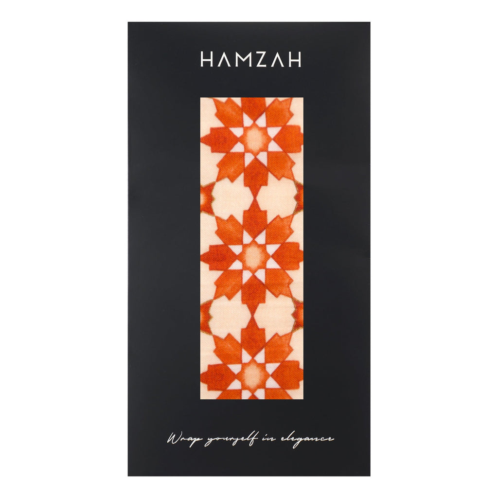 Orange Scarf with Islamic Pattern Print