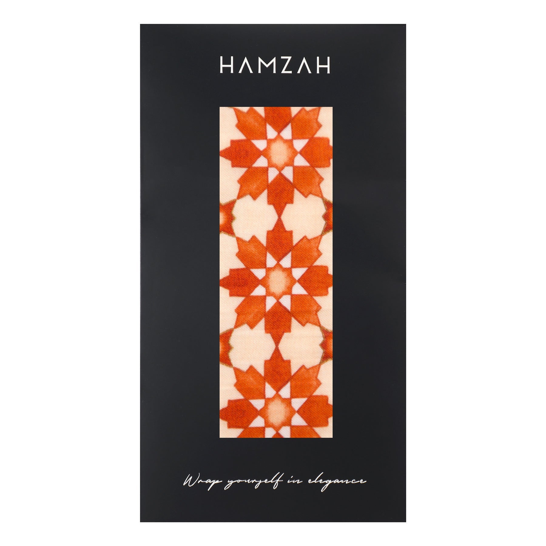 Orange Scarf with Islamic Pattern Print