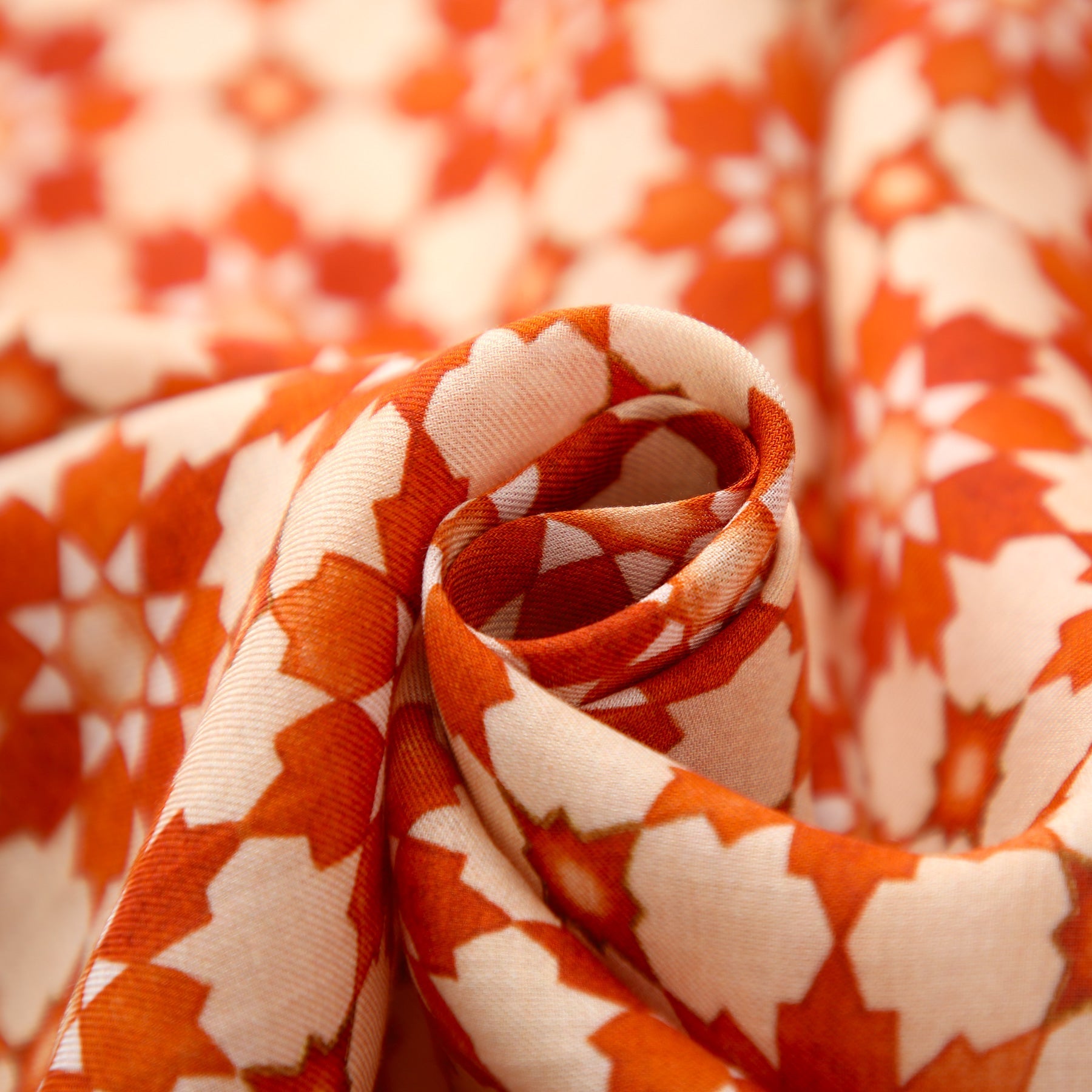Orange Scarf with Islamic Pattern Print