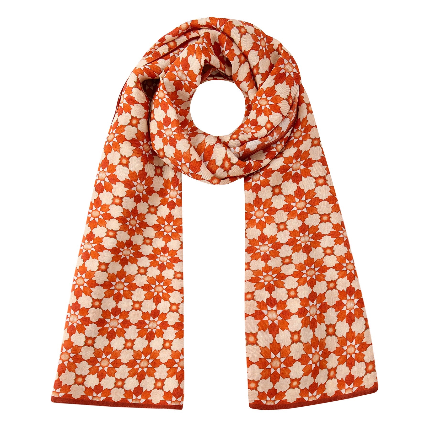 Orange Scarf with Islamic Pattern Print