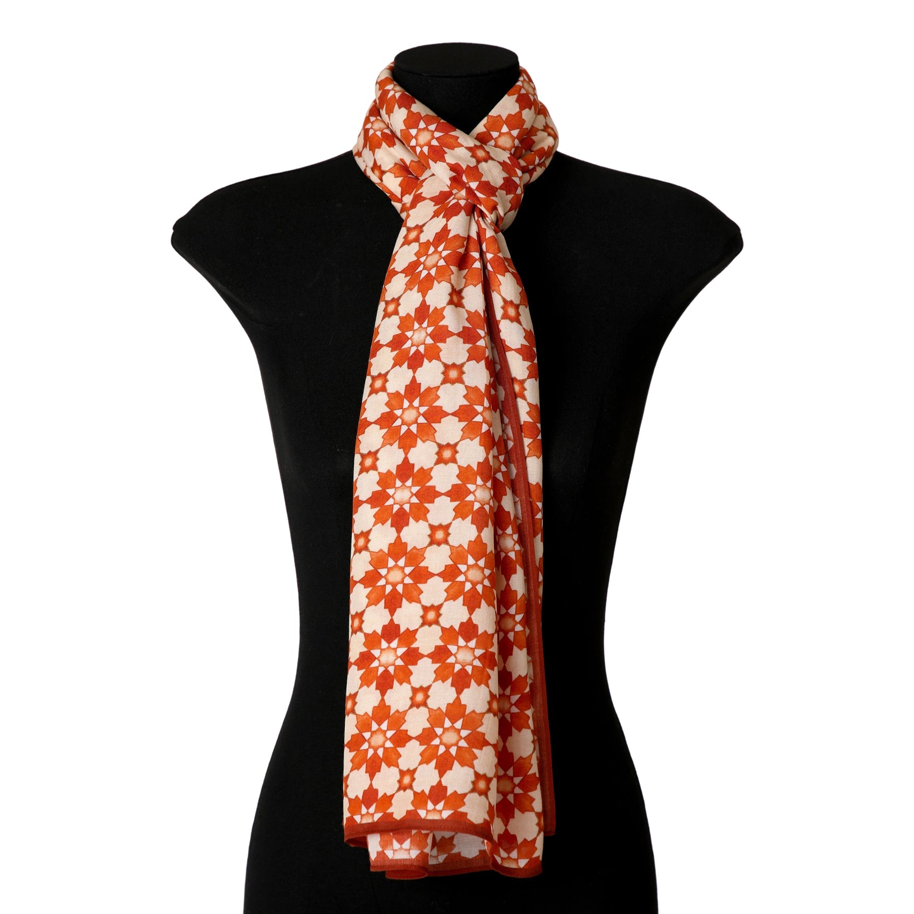 Orange Scarf with Islamic Pattern Print
