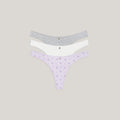 Lounge Underwear Cotton Kisses Thongs (3-Pack) - Lilac Print