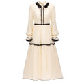 Cream Lace Trim Midi Dress