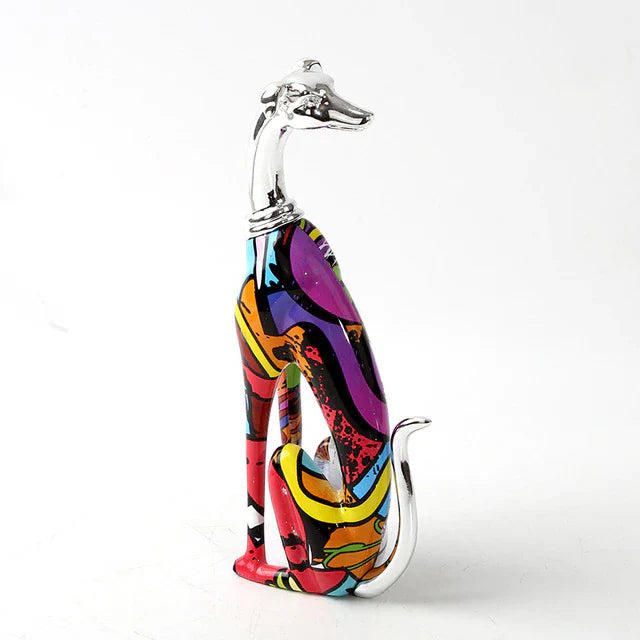 ArtZ® Greyhound Graffiti Painted Statue - Abstract / Sitting