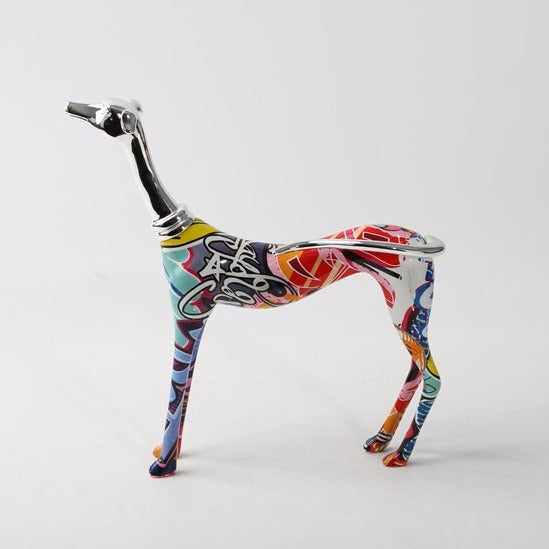 ArtZ® Greyhound Graffiti Painted Statue - Graffiti / Standing