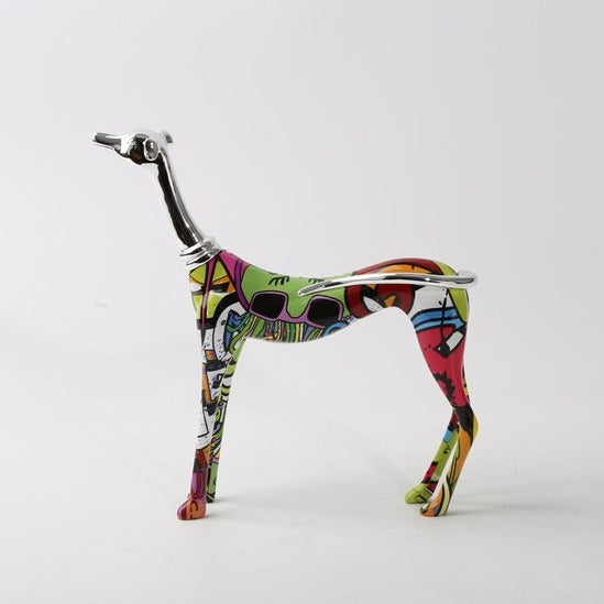 ArtZ® Greyhound Graffiti Painted Statue - Abstract / Standing