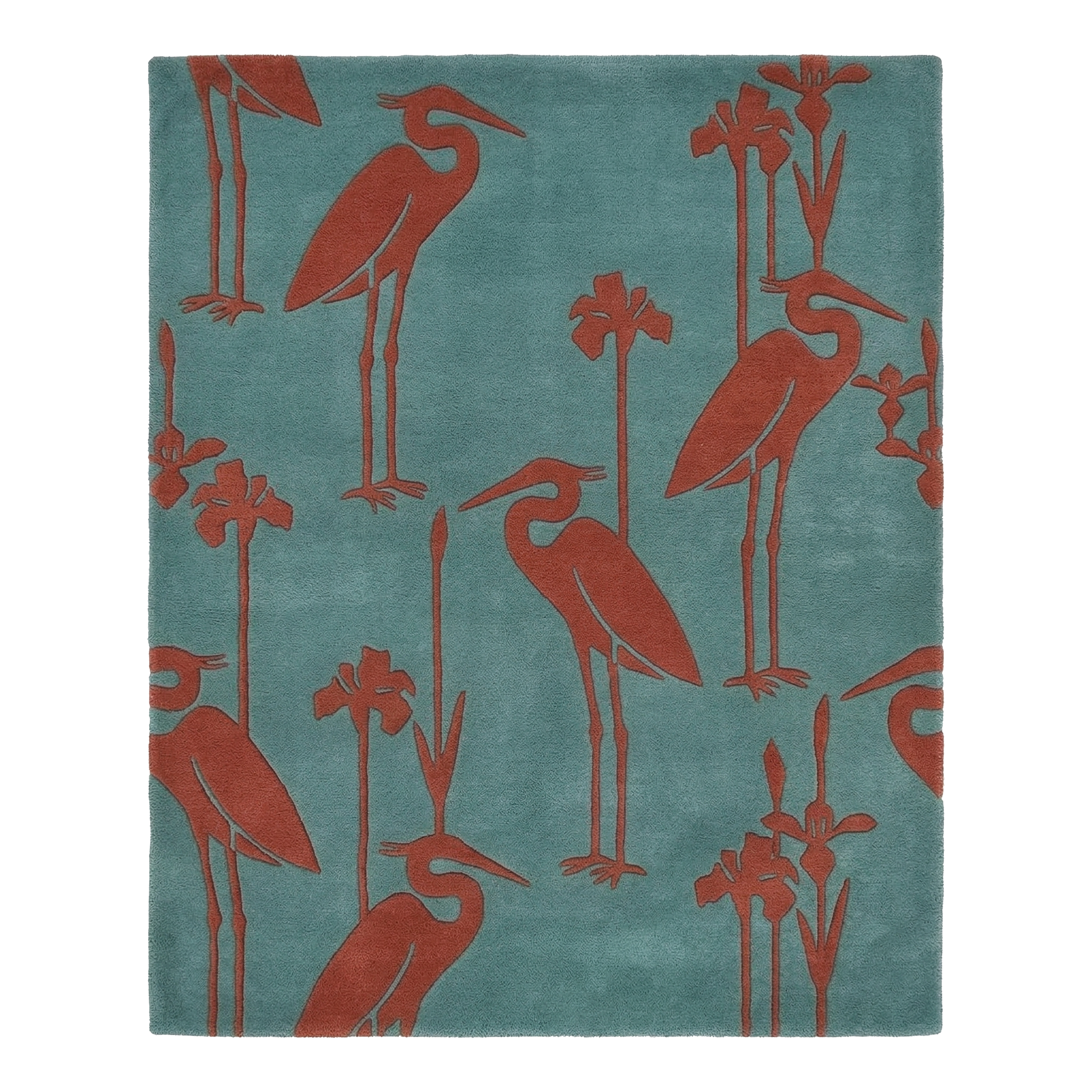Crimson Crane Hand Tufted Wool Rug