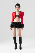 Elevated Crop Blazer Crystal-Embellished Mini Skirt