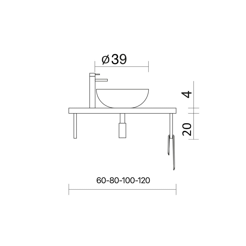 BATHME NIZA Encimera de Baño con Lavabo SOLID SURFACE Negro Mate Color Roble