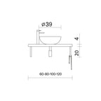 BATHME NIZA Encimera de Baño con Lavabo SOLID SURFACE Negro Mate Color Roble
