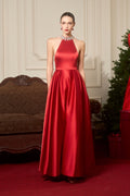 Treasure Crystal Embellished Halter Neck Silk Gown