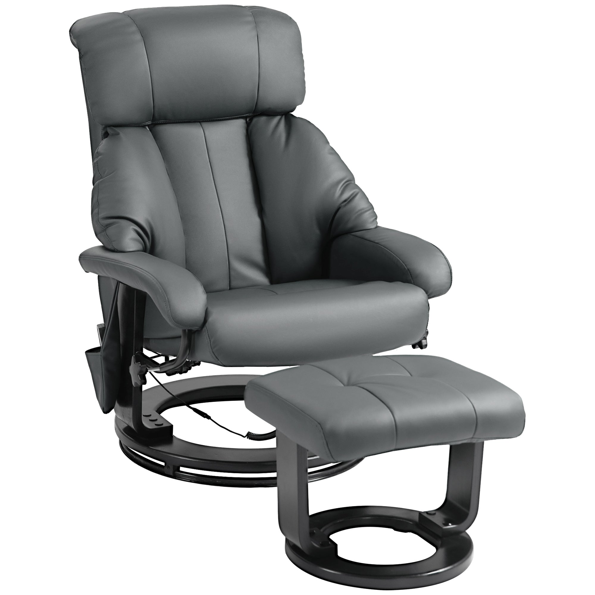 10-Point Massage Recliner Chair, Vibration Massage Sofa w/ Ottoman Footrest, Gray