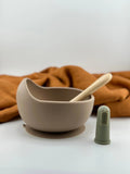 Cuenco + Cuchara + Cepillo de Silicona Organica y Bamboo Ecológico
