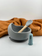 Cuenco + Cuchara + Cepillo de Silicona Organica y Bamboo Ecológico