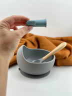 Cuenco + Cuchara + Cepillo de Silicona Organica y Bamboo Ecológico