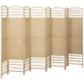 8 Panel Room Divider, 5.6 ft Tall Folding Privacy Screen, Wave Fiber Freestanding Partition Wall Divider, Natural