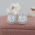 Cushion Diamond Halo Stud Earrings