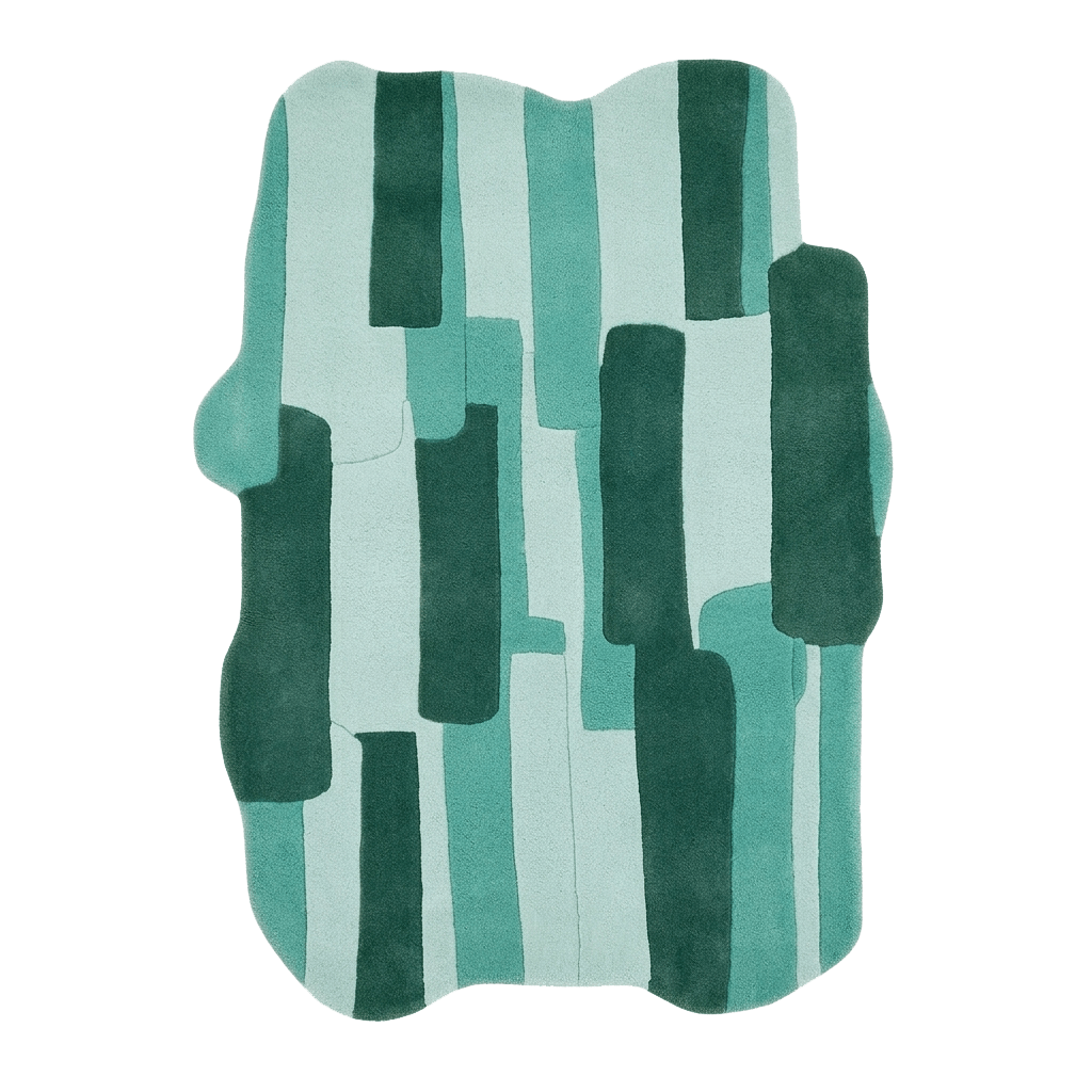 Cyan Mosaic Ridge Hand Tufted Rug