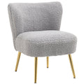 Armless Accent Chair with Gold Steel Legs Slipper Design, Charcoal Grey