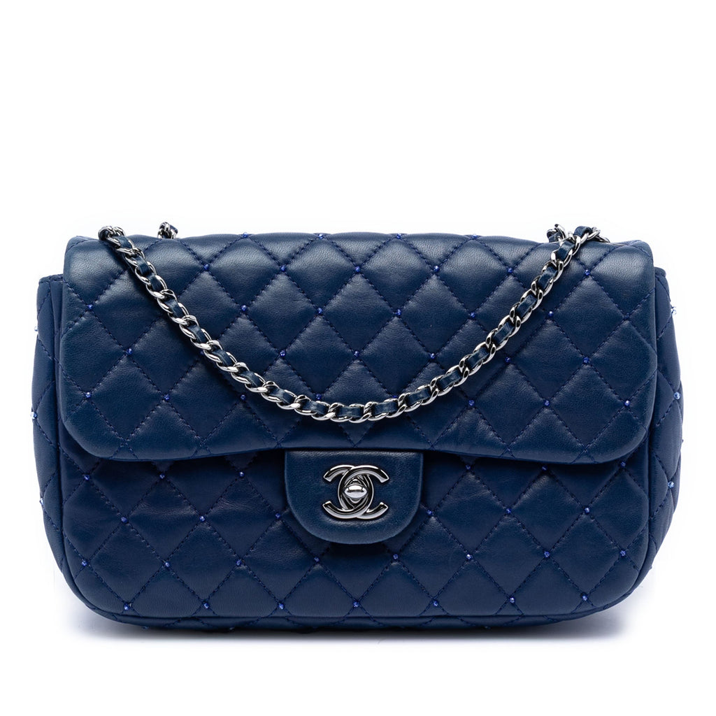 Small Quilted Lambskin Beaded Single Flap