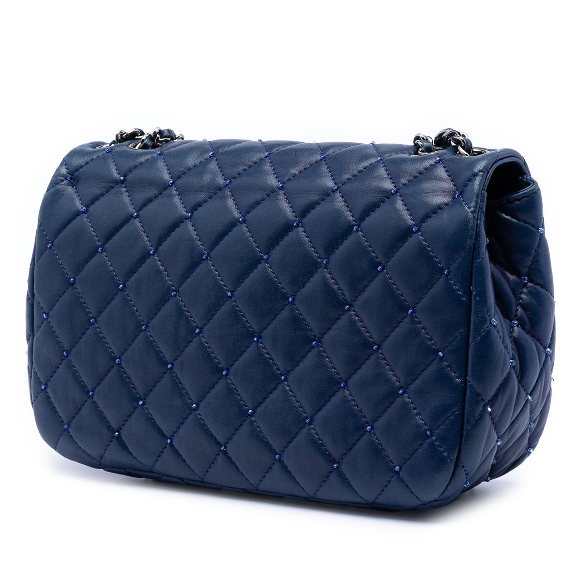 Small Quilted Lambskin Beaded Single Flap