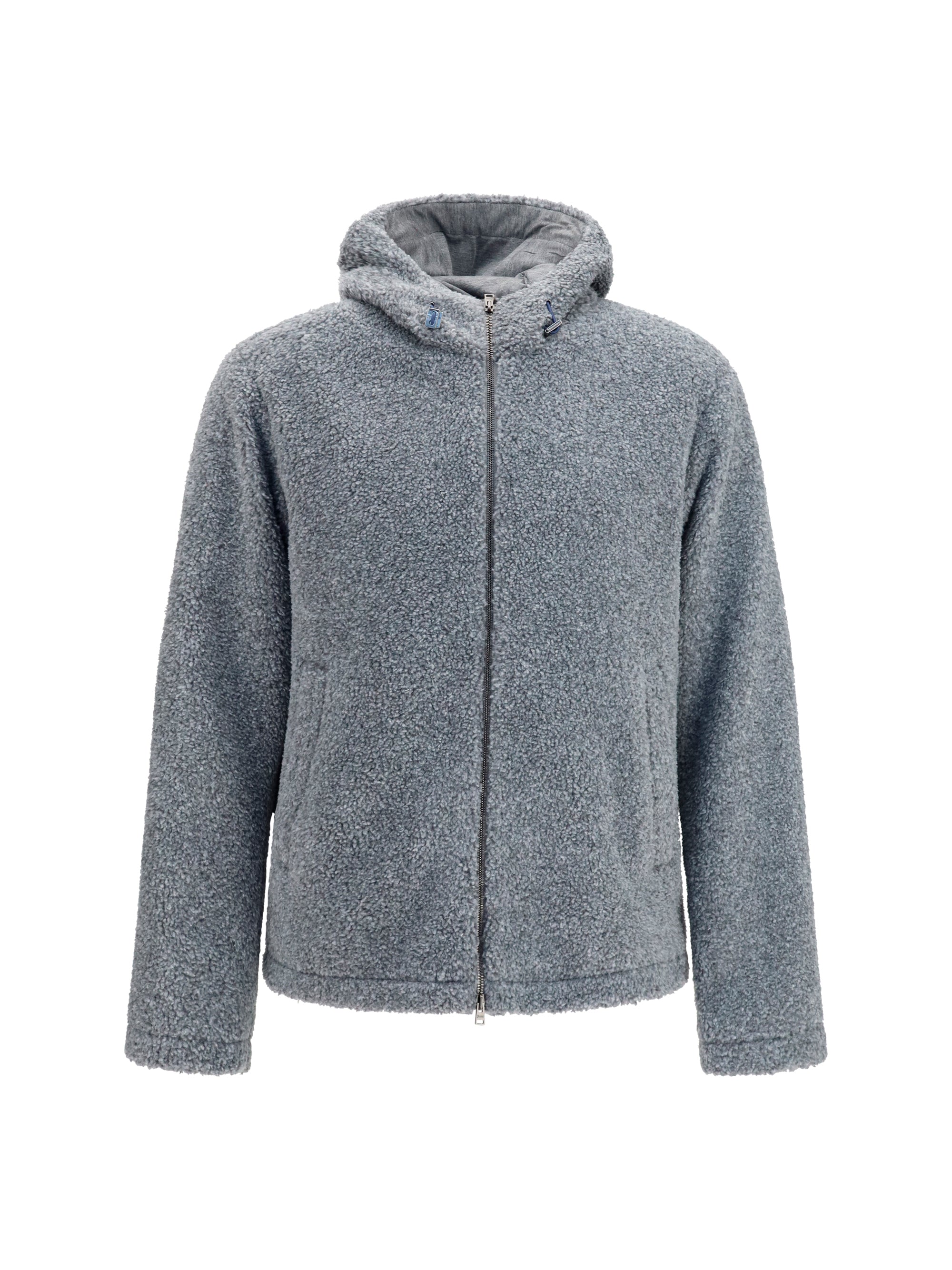Herno Teddy-Effect Hooded Jacket — Gray
