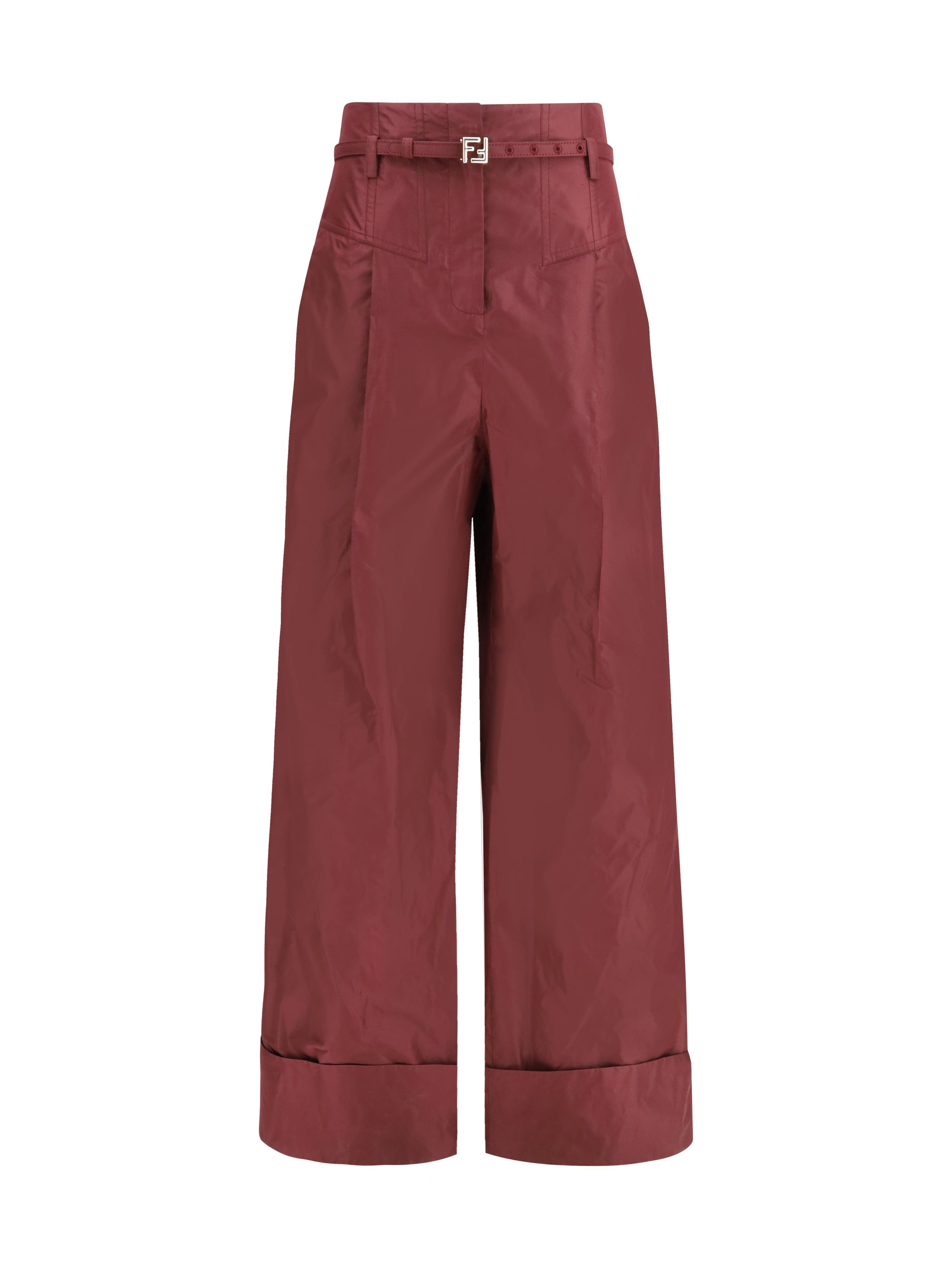 Fendi Taffeta Silk Trousers — Purple